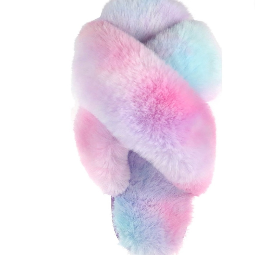 Wonder Nation Fluffy Cross Band Slipper with hard sole - Picture 5 of 6